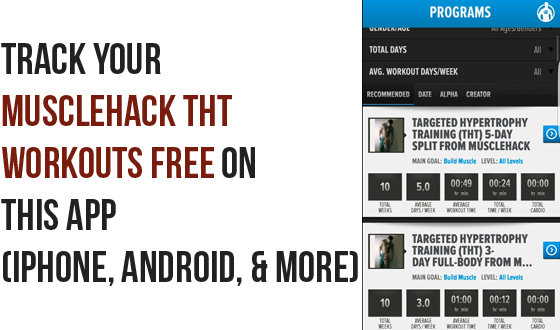 Track MuscleHack THT Workouts On iPhone & Android App